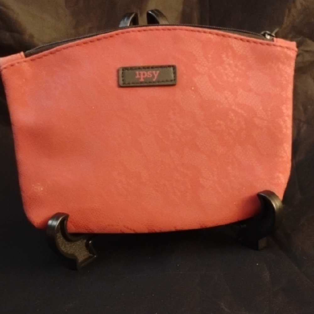 Ipsy Dark Mauve Cosmetic Bag with Dome Shape and Metallic Accents